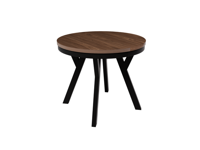 Stół Okrągły Rozkładany ARI 90-190 cm Orzech Włoski – Loft Nogi Czarne