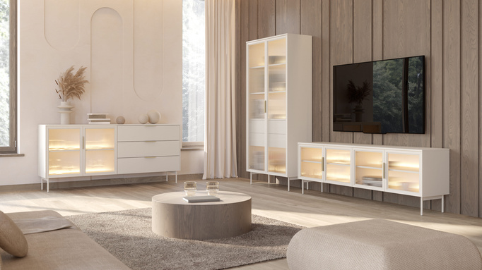 Szafka RTV LUMI 181 cm Kaszmir – 4 Drzwi, LED