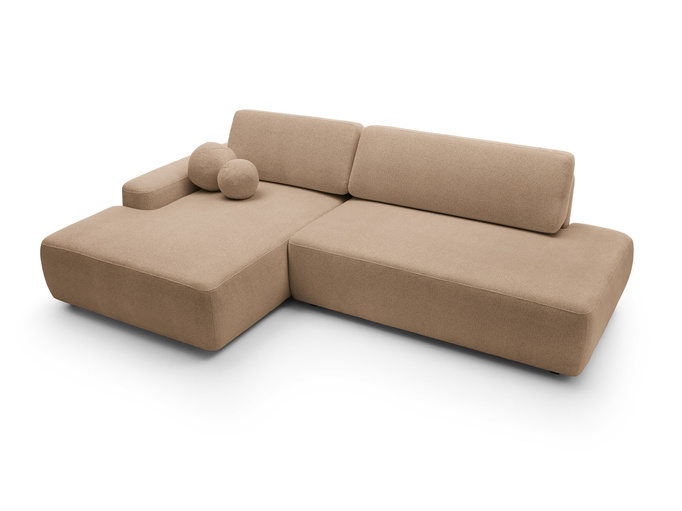 Narożnik OLMI O lewostronny Raven 38 brązowy styl soft funkcja spania + poduszki