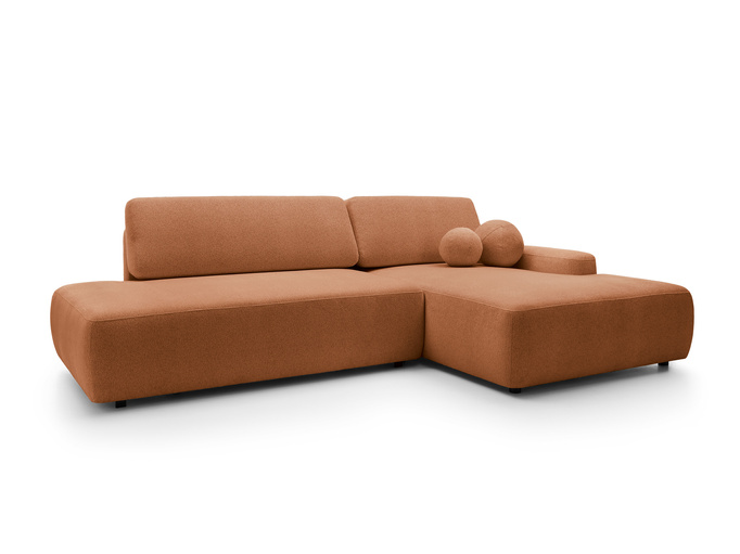 Narożnik OLMI O prawostronny Raven 44 terakota ceglasty funkcja spania + poduszki