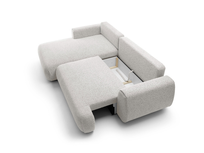 Narożnik VERNIO lewostronny plecionka Puente 80 jasny szary popiel funkcja spania