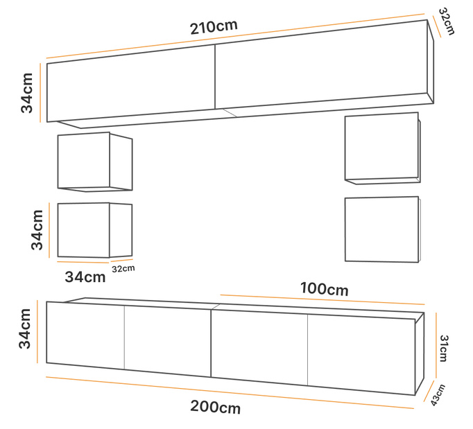 Meblościanka Montreal VIII w kolorze Cashmere