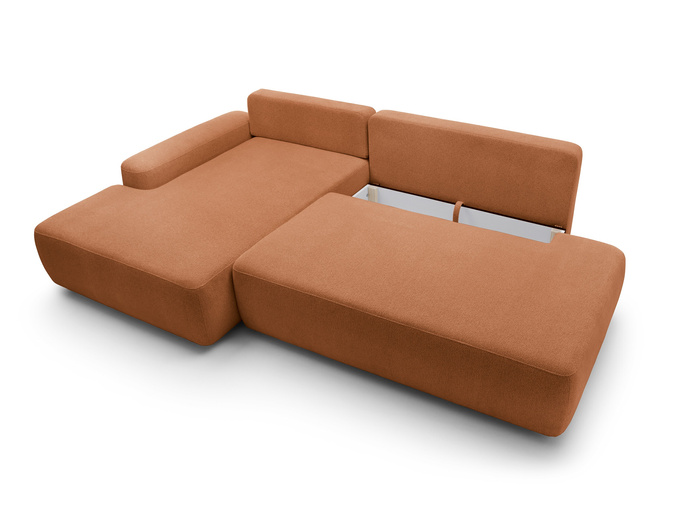 Narożnik OLMI O lewostronny Raven 44 terakota ceglasty funkcja spania + poduszki
