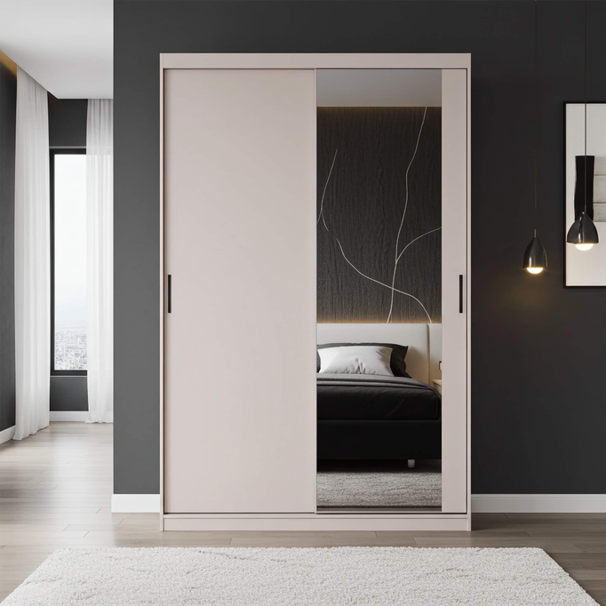 Szafa przesuwna MIRANO 150 cm kaszmir – wysoka 215 cm, nowoczesna garderoba