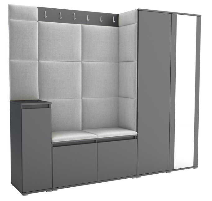 Tapicerowana garderoba Noris VIII z lustrem - kolor antracyt + tkanina Trinity 32