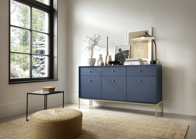 Komoda Bari KSZ154 w kolorze granatowym i ze złotymi nóżkami