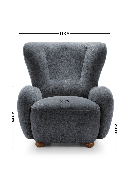 Fotel tapicerowany uszak FILO Dress Me 04 Szary nóżki do wyboru