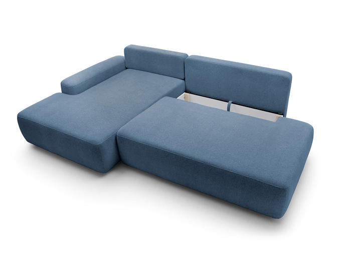 Narożnik OLMI O lewostronny Raven 86 granatowy ciemny niebieski funkcja spania + poduszki