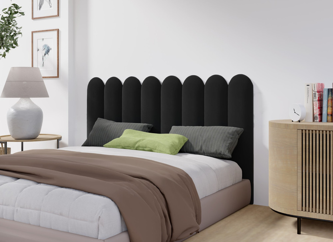 Panel tapicerowany płotek zaokrąglony 90x15 Magic Velvet 2219 (Czarny)