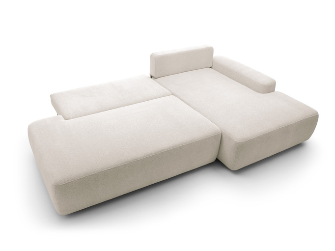 Narożnik OLMI O prawostronny Raven 24 beżowy piaskowy funkcja spania + poduszki