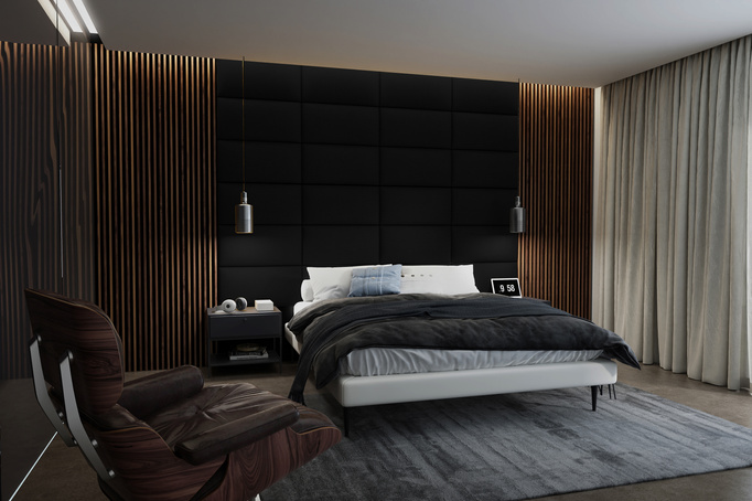 Panel tapicerowany 70x30 Magic Velvet 2219 (Czarny)