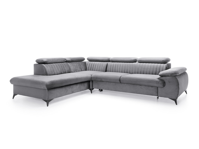 Narożnik VETTO lewostronny Monolith 85 szary welur funkcja spania