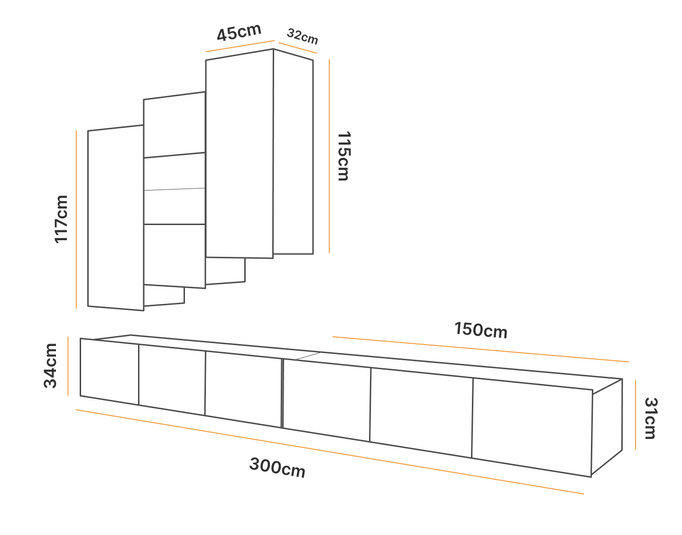 Meblościanka Montreal IX w kolorze Cashmere