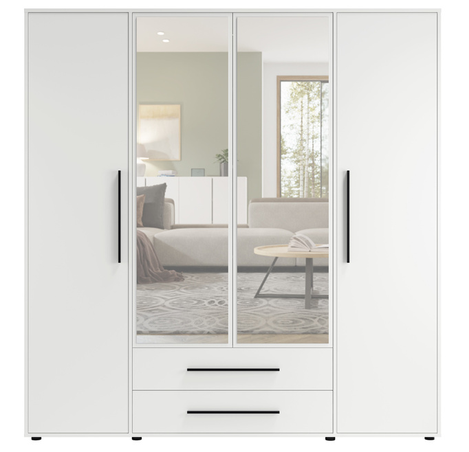 Szafa Modena SZ4D2SZ w kolorze białym z lustrem