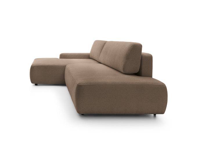 Narożnik OLMI O lewostronny Raven 45 czekoladowy ciemny brąz funkcja spania + poduszki