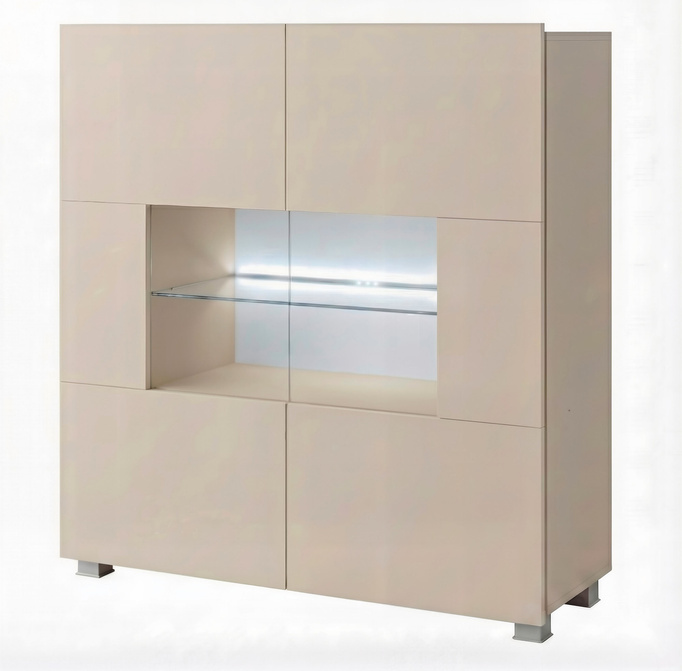 Stylowa komoda Montreal w kolorze Cashmere + białe oświetlenie LED