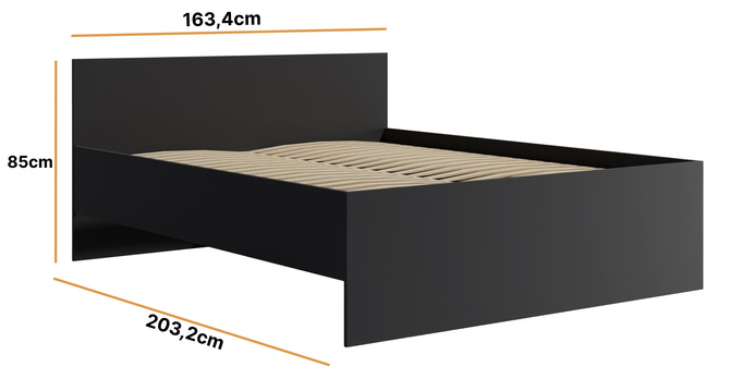 Łóżko Modena 160cm w kolorze czarnym