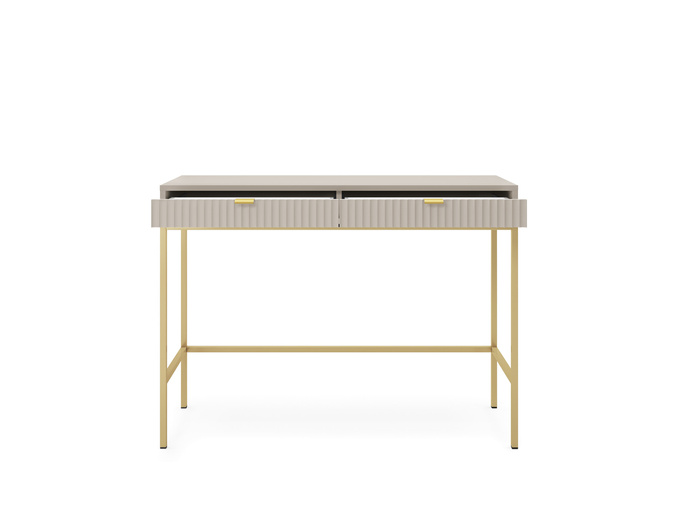 Toaletka z szufladami Kioto w kolorze cashmere i złotymi nóżkami
