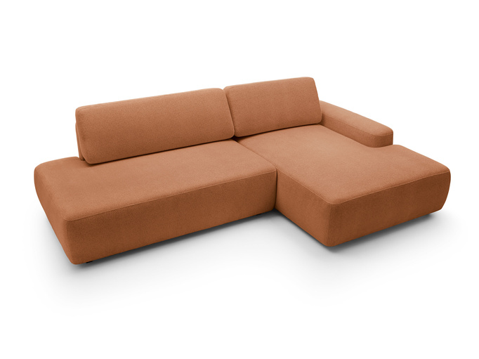 Narożnik OLMI O prawostronny Raven 44 terakota ceglasty funkcja spania + poduszki