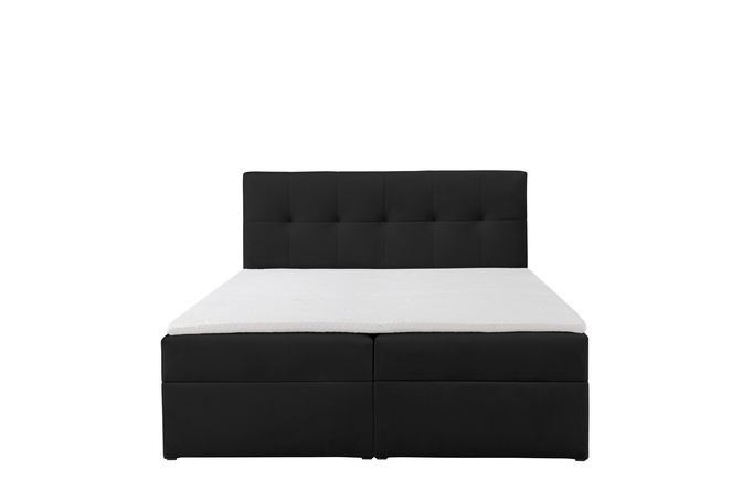 Łóżko kontynentalne Toronto 140×200 (Amor Velvet 4322 - Czarny) z materacem bonell i topperem