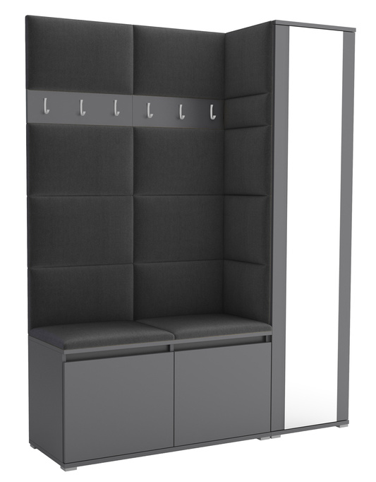 Tapicerowana garderoba Noris VII z lustrem - kolor antracyt + tkanina Trinity 15