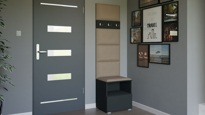 Tapicerowana garderoba Nela IV - kolor grafit + tkanina Trinity 04