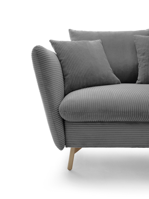 Narożnik MORRE prawostronny sztruks Poso 60 stalowy szary funkcja spania skandynawski