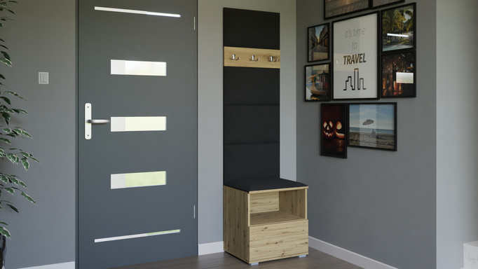 Tapicerowana garderoba Nela IV - kolor dąb artisan + tkanina Trinity 16