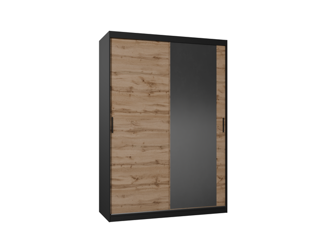 Szafa przesuwna MIRANO 150 cm dąb wotan – wysoka 215 cm, styl Loft