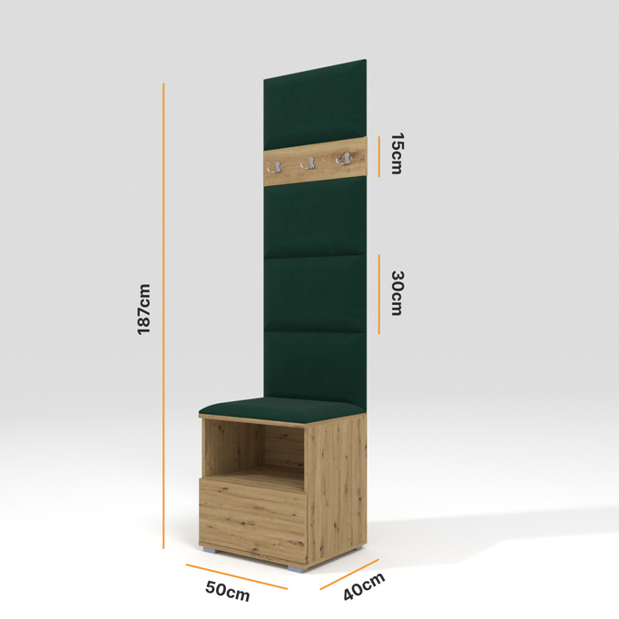 Tapicerowana garderoba Nela IV - kolor dąb artisan + tkanina Trinity 28