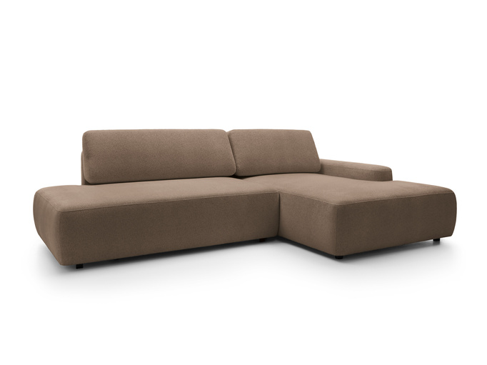 Narożnik OLMI O prawostronny Raven 45 czekoladowy ciemny brąz funkcja spania + poduszki