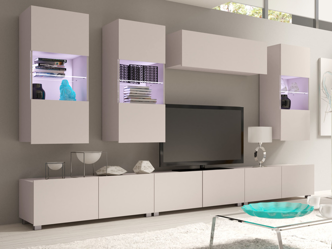 Meblościanka Montreal IV Cashmere + białe LED