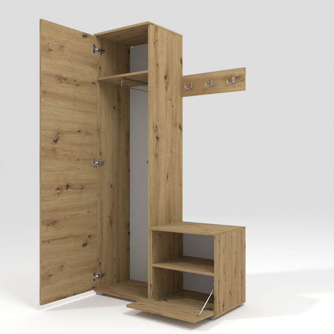Tapicerowana garderoba Nela I LUX w kolorze dąb artisan i tkaninie Trinity 15