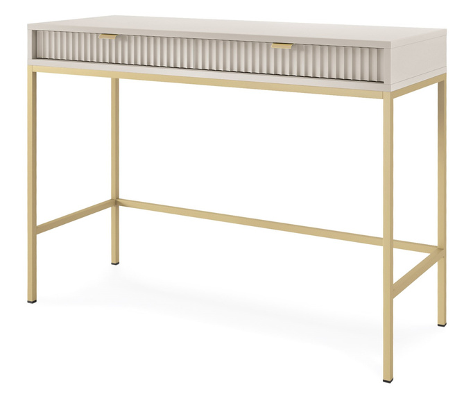 Toaletka z szufladami Kioto w kolorze cashmere i złotymi nóżkami