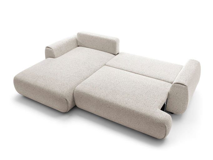 Narożnik VERNIO lewostronny plecionka Puente 09 kamienny beż stone funkcja spania