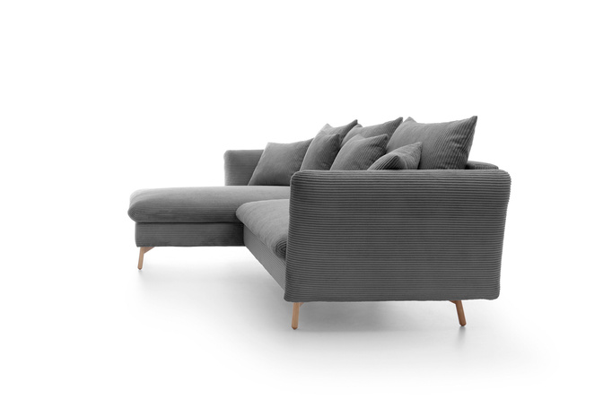 Narożnik MORRE lewostronny sztruks Poso 60 stalowy szary funkcja spania skandynawski