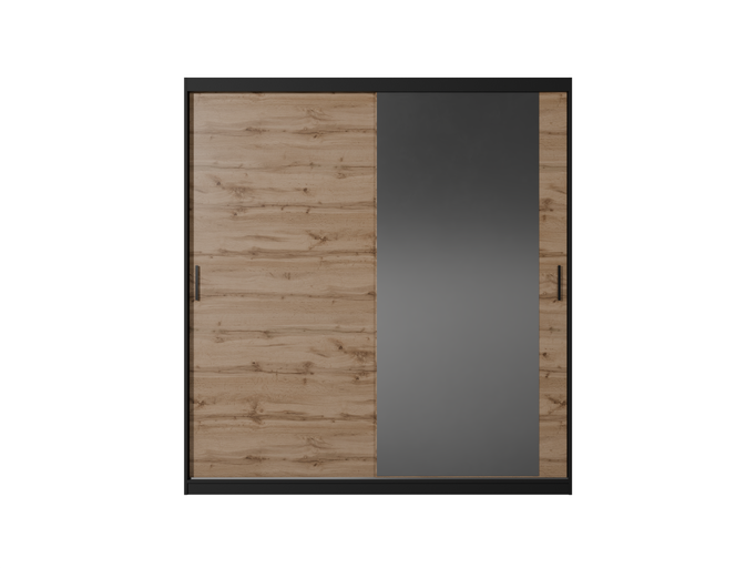 Szafa przesuwna MIRANO 200 cm dąb wotan – wysoka 215 cm, styl Loft