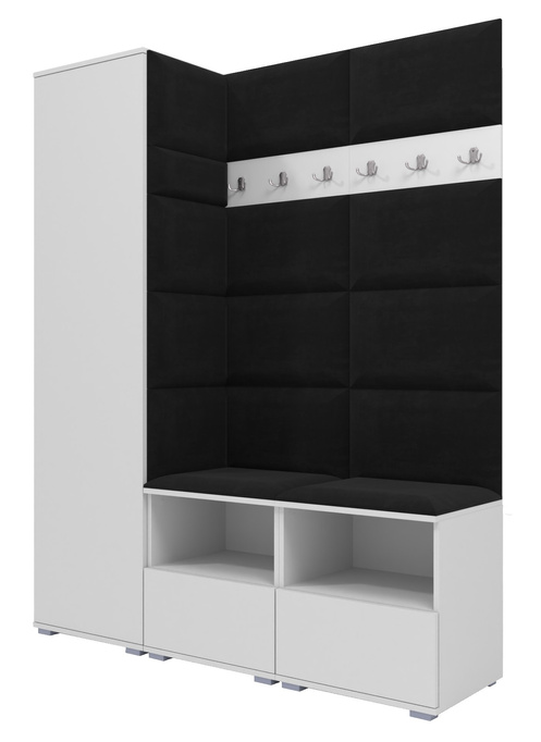 Tapicerowana garderoba Nela II - kolor biały + tkanina Trinity 16