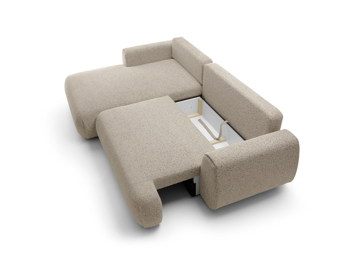 Narożnik VERNIO lewostronny plecionka Puente 16 zimny beż funkcja spania