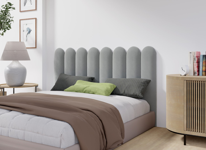 Panel tapicerowany płotek zaokrąglony 90x15 Magic Velvet 2239 (Jasny szary)