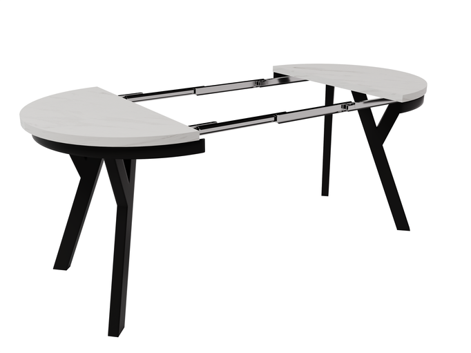 Stół Okrągły Rozkładany ARI 90-190 cm Marmur Bianco – Biały Glamour