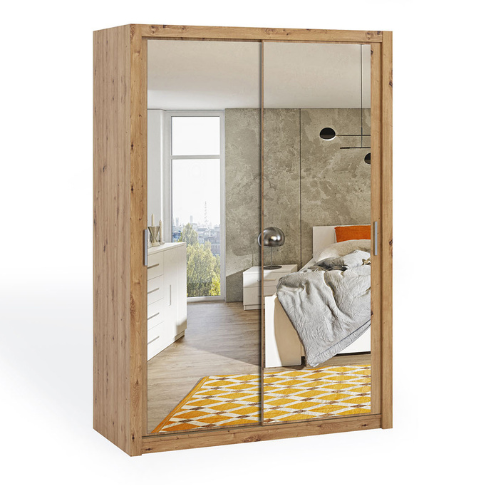 Szafa przesuwna Tamiza 150 cm z lustrem dąb artisan