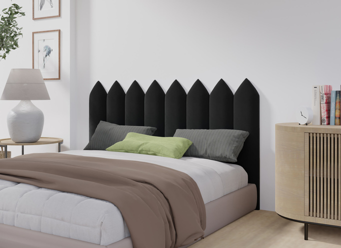 Panel tapicerowany płotek szpiczasty 80x15 Magic Velvet 2219 (Czarny)