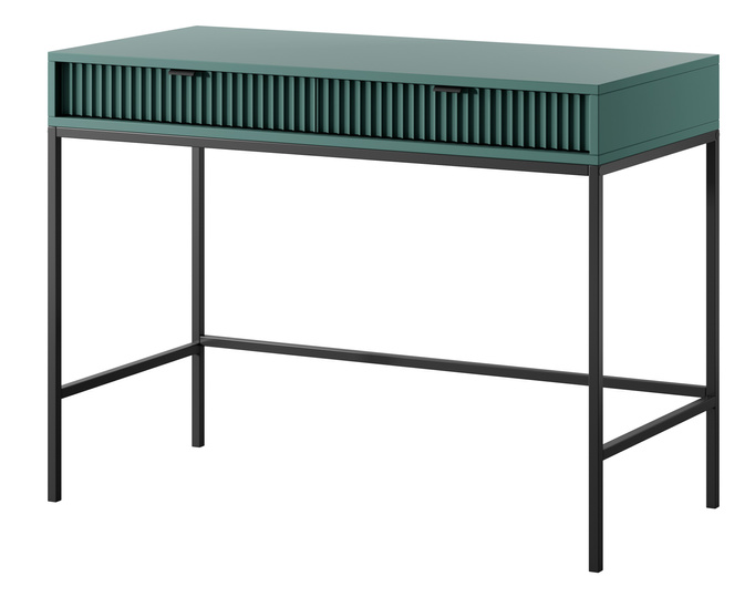 Toaletka z szufladami Kioto w kolorze zielonym i czarnymi nóżkami
