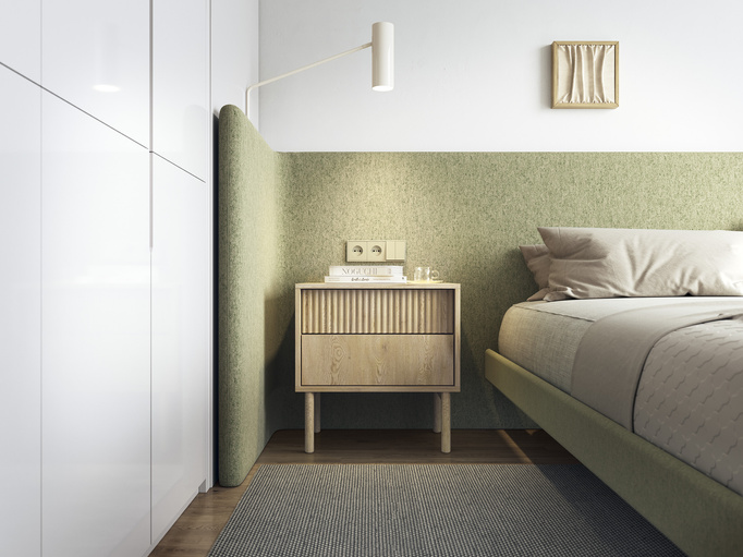 Stolik nocny TAVO dąb cremona 54 cm ryflowany 2 szuflady push to open