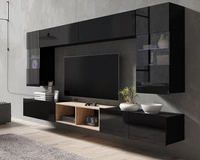 Czarny + Czarny połysk / Dąb Artisan \ Oświetlenie LED - Białe