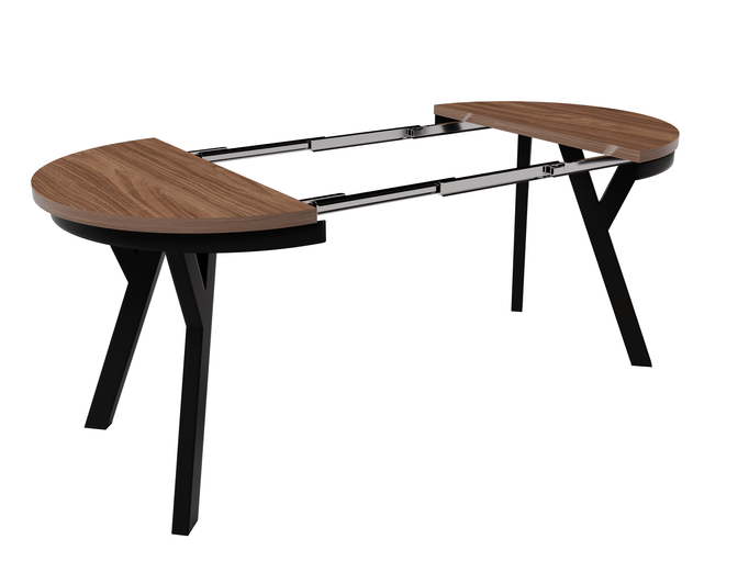 Stół Okrągły Rozkładany ARI 90-190 cm Orzech Włoski – Loft Nogi Czarne