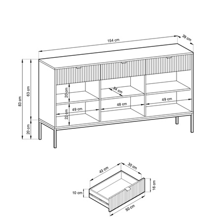 Stylowa komoda Kioto KSZ154 w kolorze czarnym