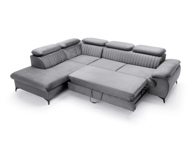 Narożnik VETTO lewostronny Monolith 85 szary welur funkcja spania