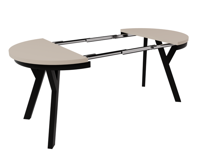 Stół Okrągły Rozkładany ARI 90-190 cm Piasek Pustyni – Beż Nogi Czarne